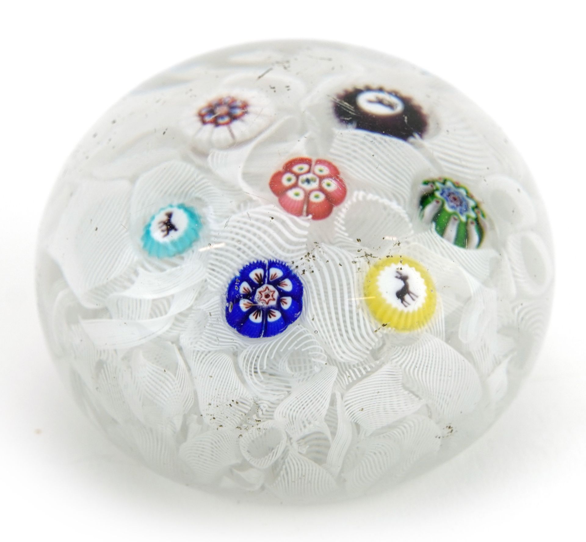 19th century millefiori glass paperweight with animal canes, possibly Baccarat, 5.5cm in - Image 2 of 4