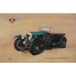 Mike Jeffries - Bentley, 1926 3 litre Speed model, mixed media, Blackman Harvey label verso,
