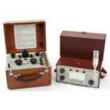 Two vintage electrical meters with cases comprising Dawe Octave Band Sound Level meter type 1419D