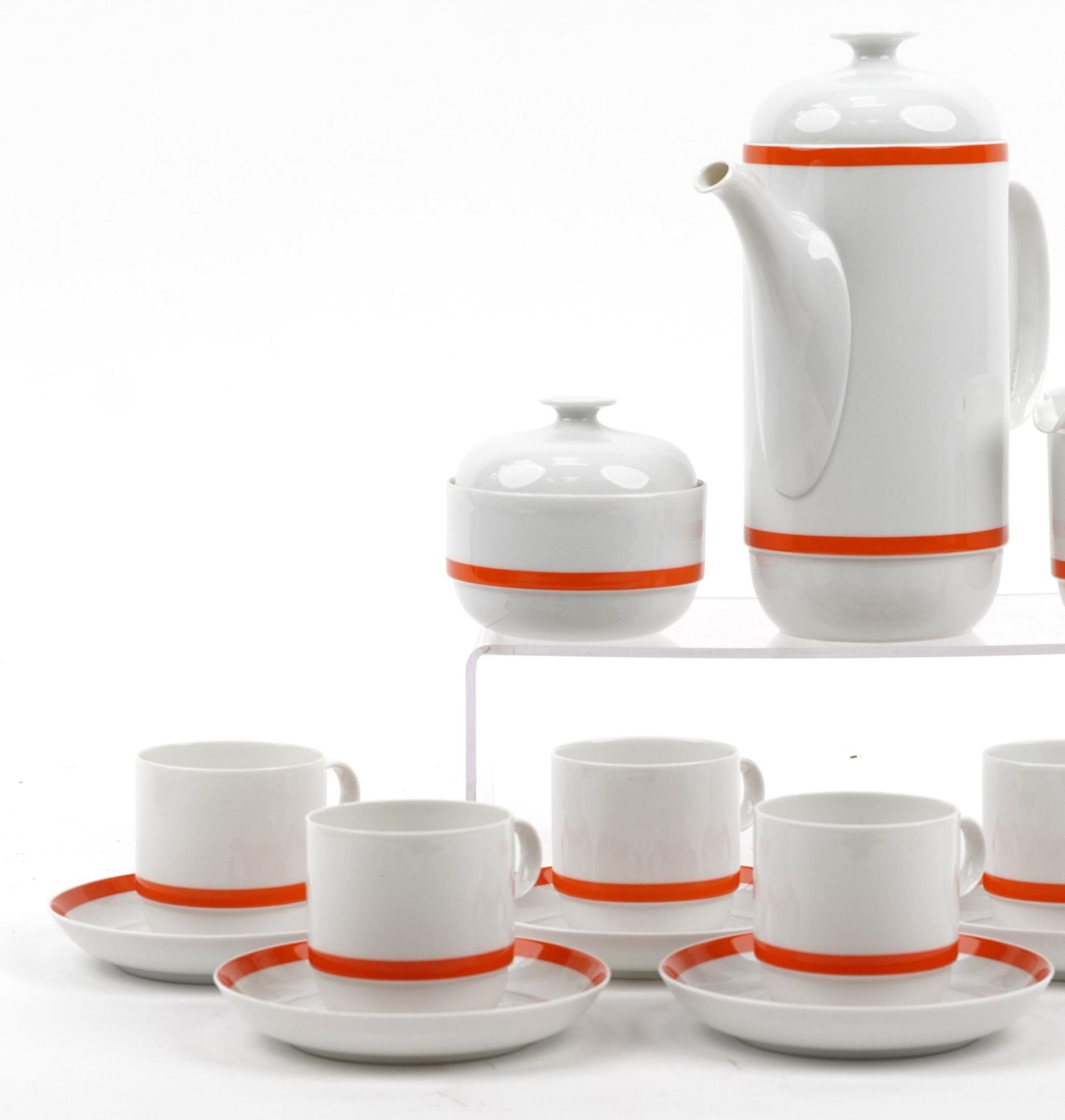 Rosenthal studio line part coffee set comprising coffee pot, milk jug, lidded sugar bowl, five - Image 2 of 4