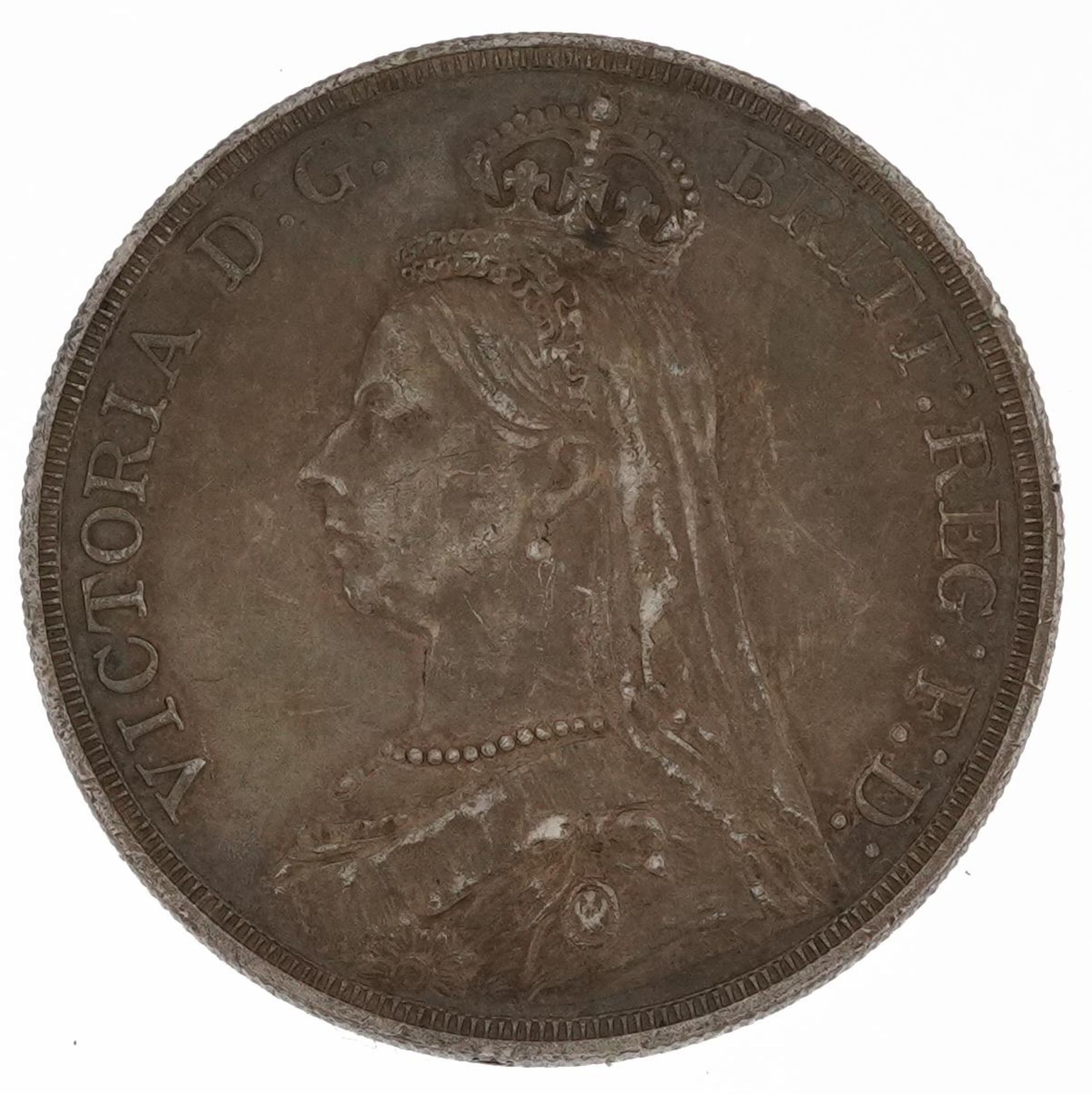 Queen Victoria 1887 silver crown : For further information on this lot please contact the - Image 2 of 2