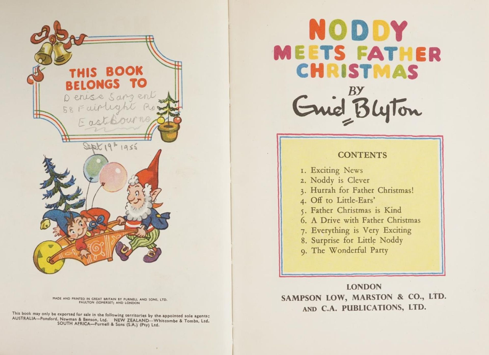 Nine Noddy hardback books by Enid Blyton including Noddy Meets Father Christmas : For further - Image 2 of 3