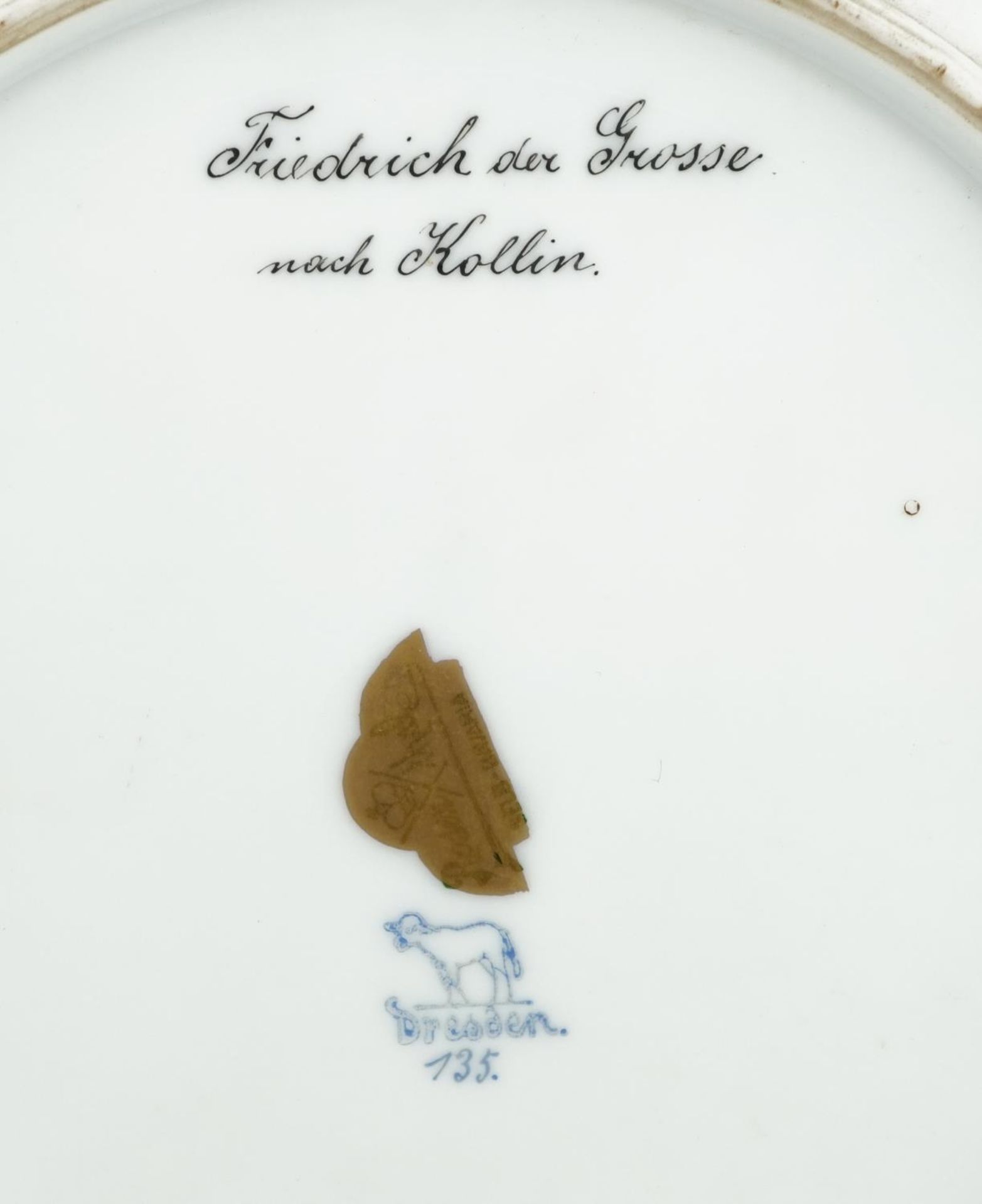 Rosenthal, German porcelain cabinet plate hand painted with a portrait of Frederick II after the - Image 3 of 3