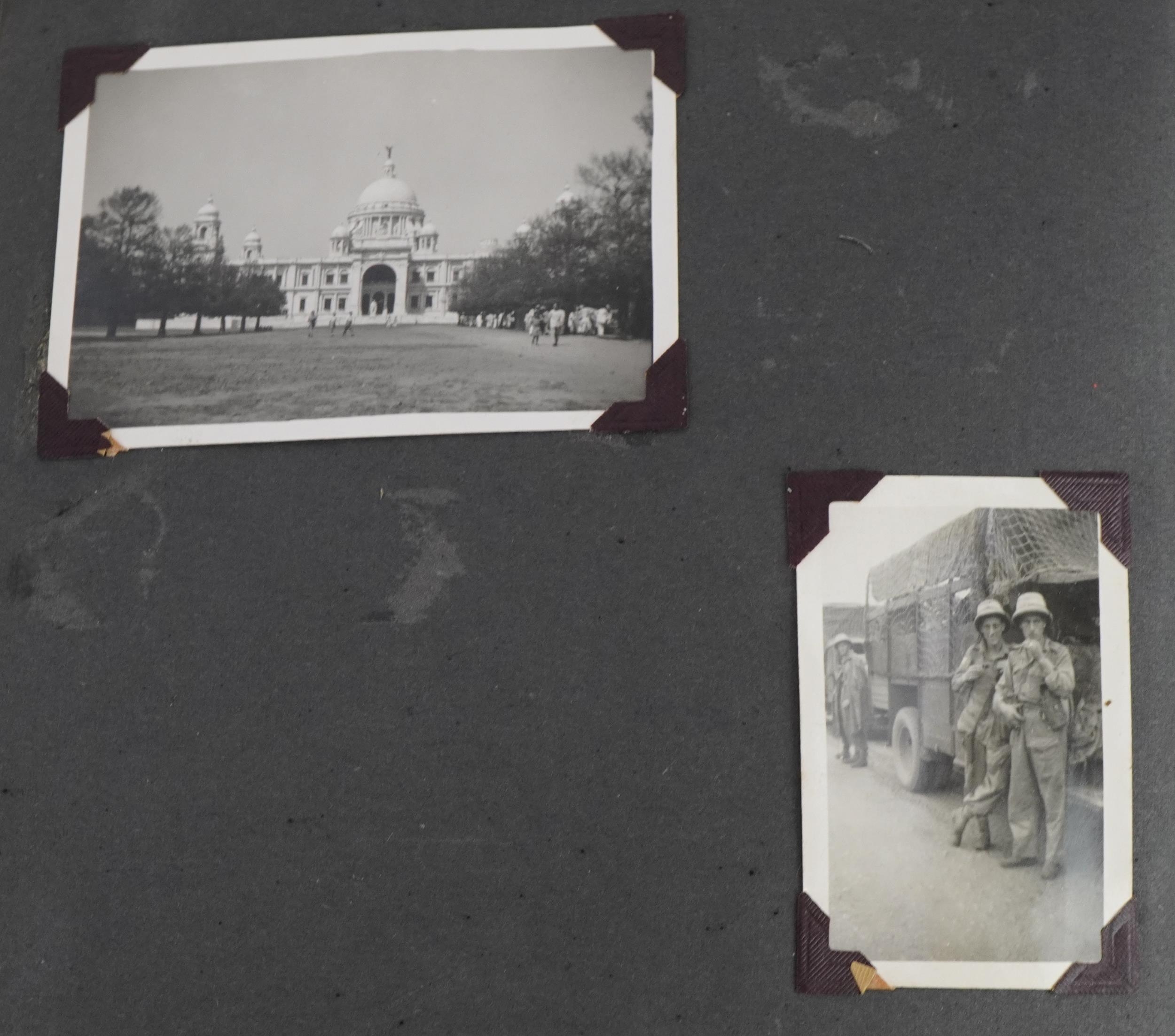 Military interest black and white photographs of India arranged in an album including native - Image 7 of 9