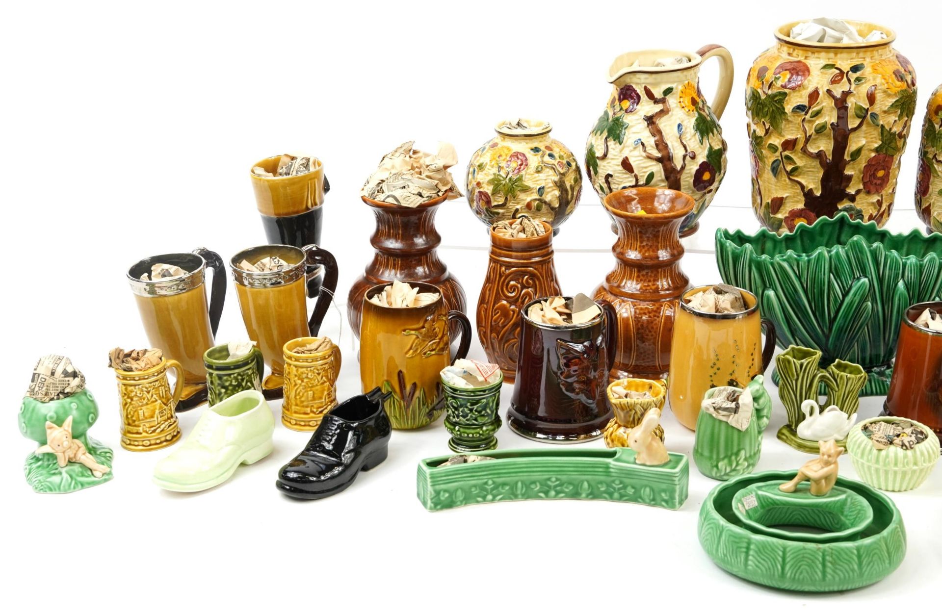 Large collection of vintage Sylvac porcelain including tankards, vases and jugs, some mounted with - Image 2 of 3