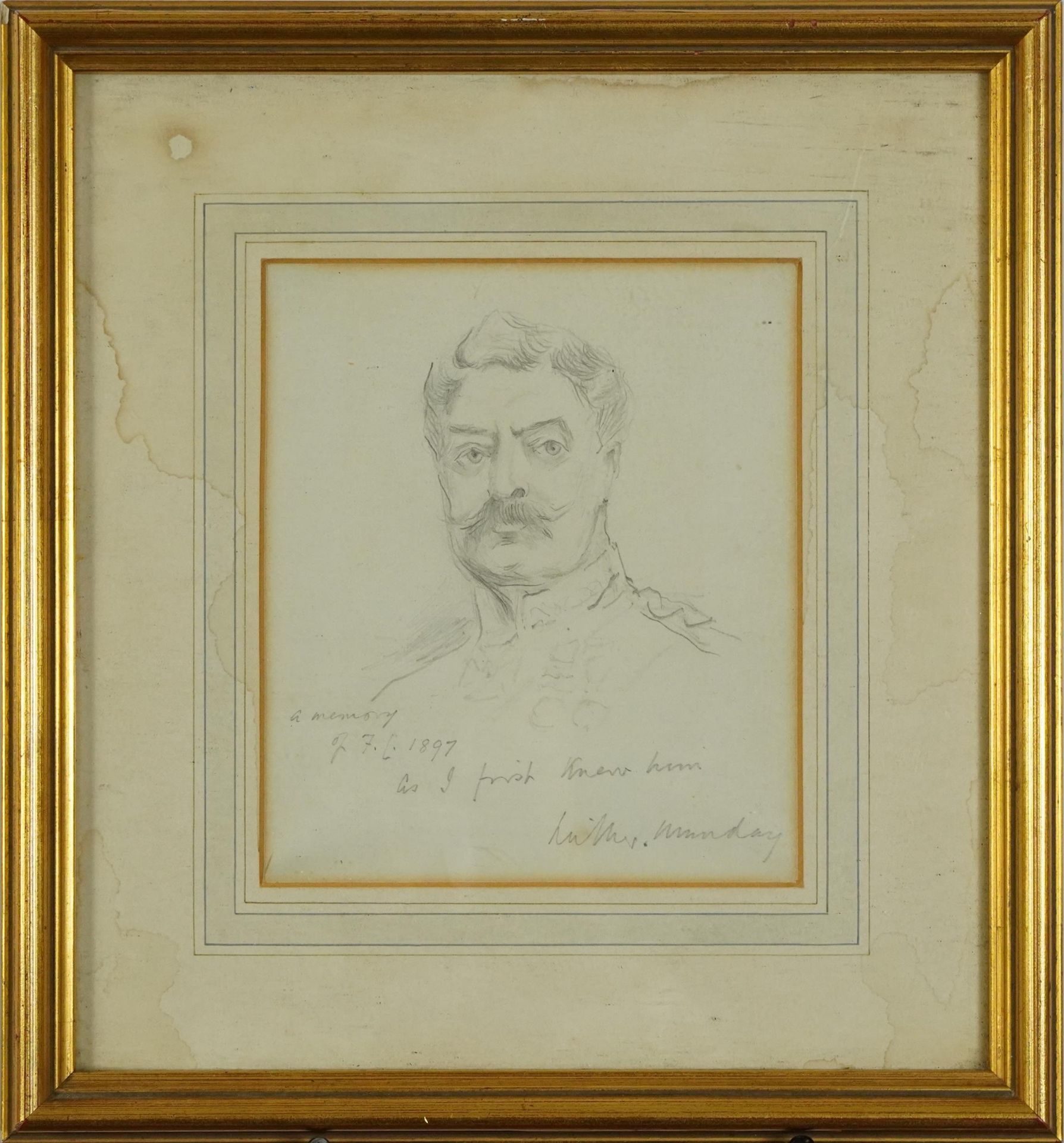 Head and shoulders portrait of a military gentleman, indistinctly inscribed and signed, possibly A - Bild 2 aus 3