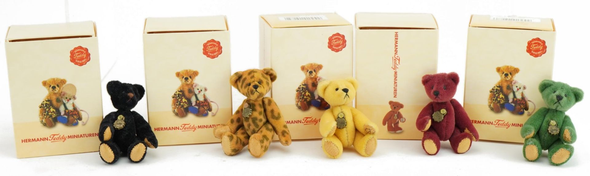 Eight Hermann miniature teddy bears, six with boxes, the largest 13cm high : For further information - Bild 8 aus 10