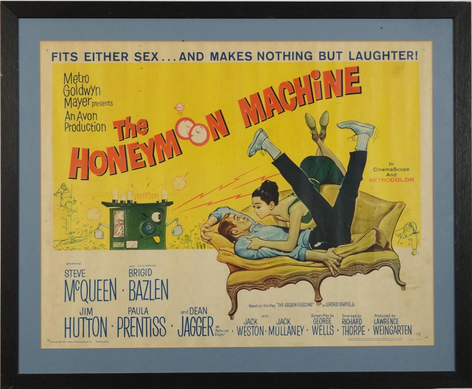 Steve McQueen interest The Honeymoon Machine film poster, copyright 1961 Metro-Goldwyn-Mayer Inc, - Image 2 of 5