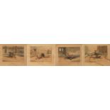 After Henry Alken - Cockfighting, set of four 19th century prints in colour, published 1st March