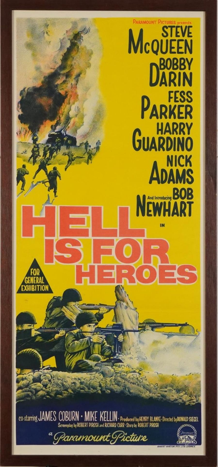 Steve McQueen interest Hell is for Heroes film poster published Robert Burton PTY Ltd Sydney, framed - Bild 2 aus 5