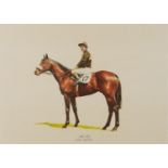 After Gary Keane - Mill Reef, Jockey Geoff Lewis, horseracing interest print, framed and glazed,