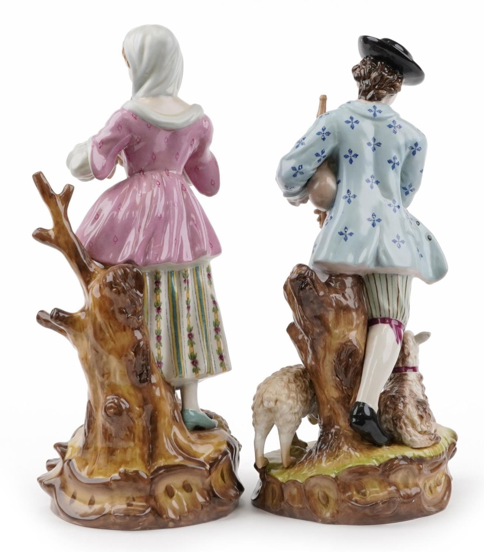 Manner of Sevres, pair of continental porcelain figures of a shepherd and shepherdess, the largest - Bild 2 aus 4