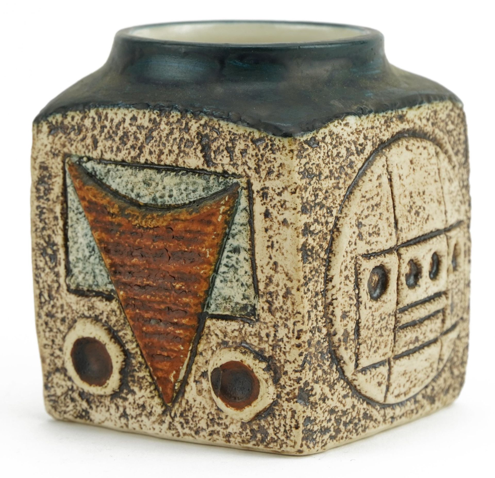 Jane Fitzgerald for Troika, St Ives pottery marmalade pot hand painted and incised with an - Bild 2 aus 3