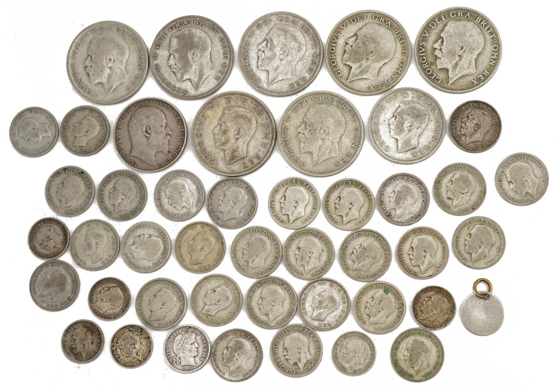 Collection of predominantly pre 1947 British coins including half crowns and sixpences, 209.0g : For - Image 6 of 6