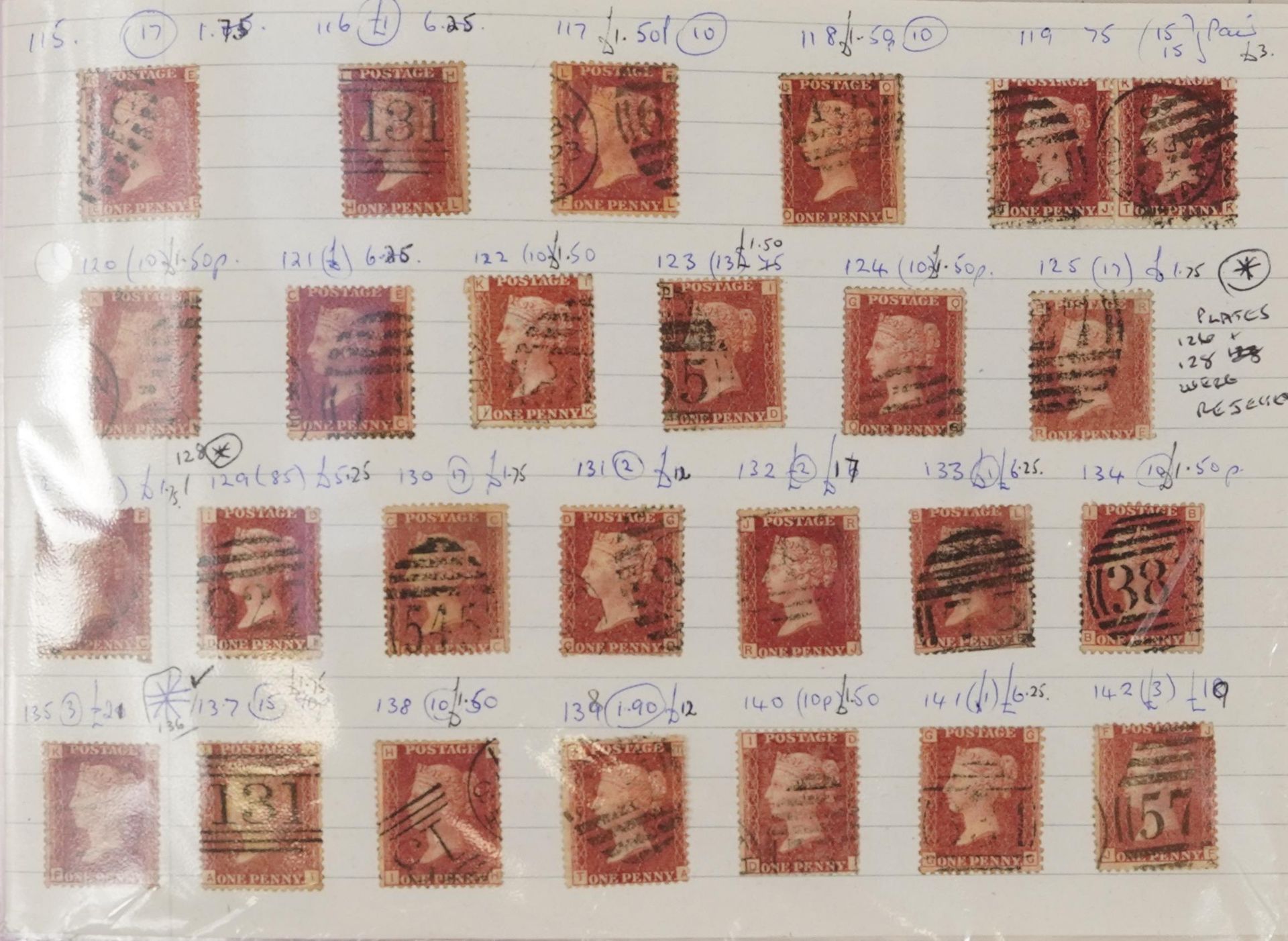 Collection of Victorian Penny Red stamps arranged in a folder : For further information on this - Image 3 of 7