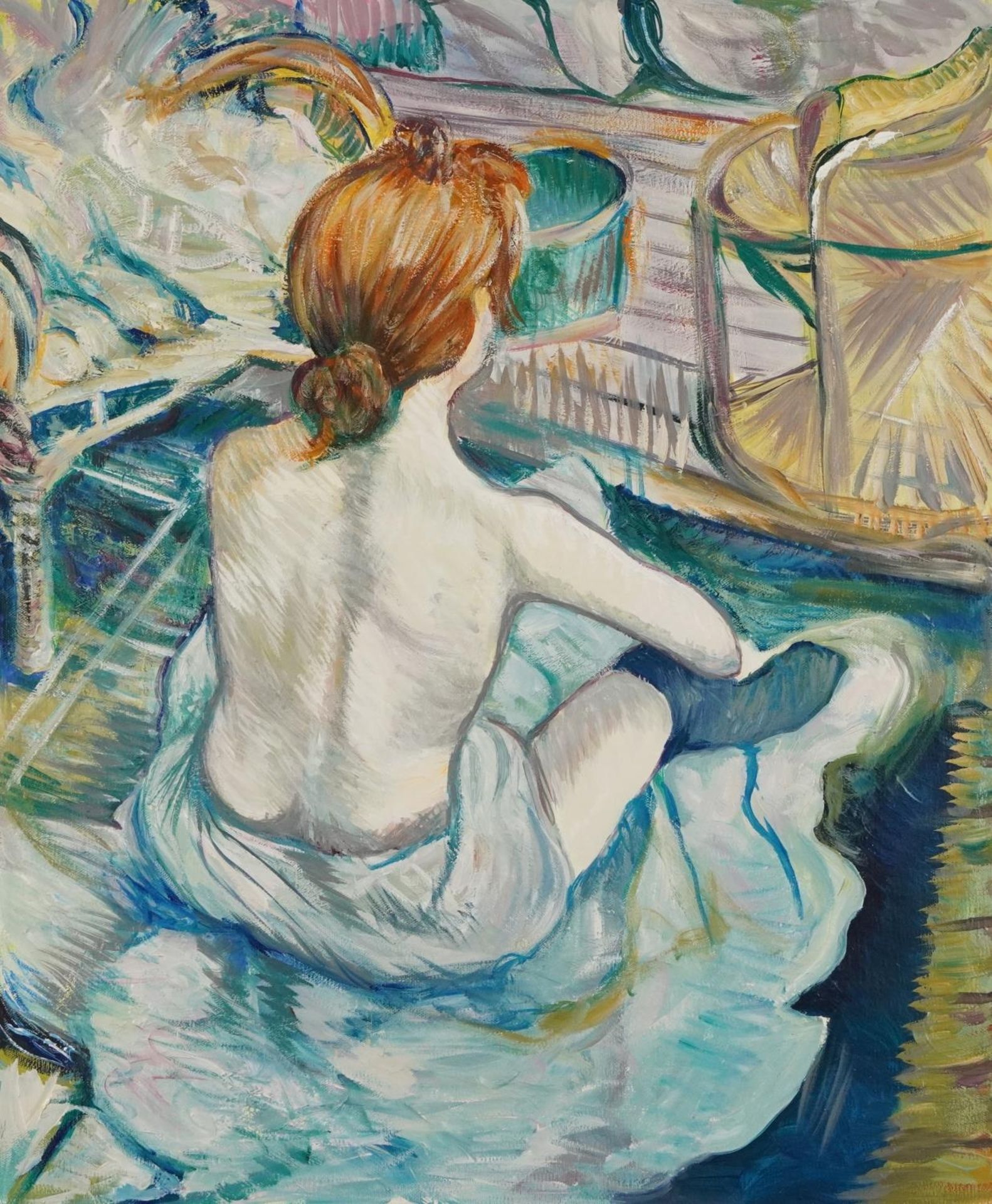 Clive Fredriksson - After Henri de Toulouse Lautrec - Seated female in an interior, oil on canvas,