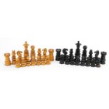 Manner of Jaques, boxwood and ebony Chessmen pattern part chess set, the largest pieces each 11cm