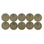 Ten George VI two shillings, 1940, 41, 43, 111g : For further information on this lot please contact