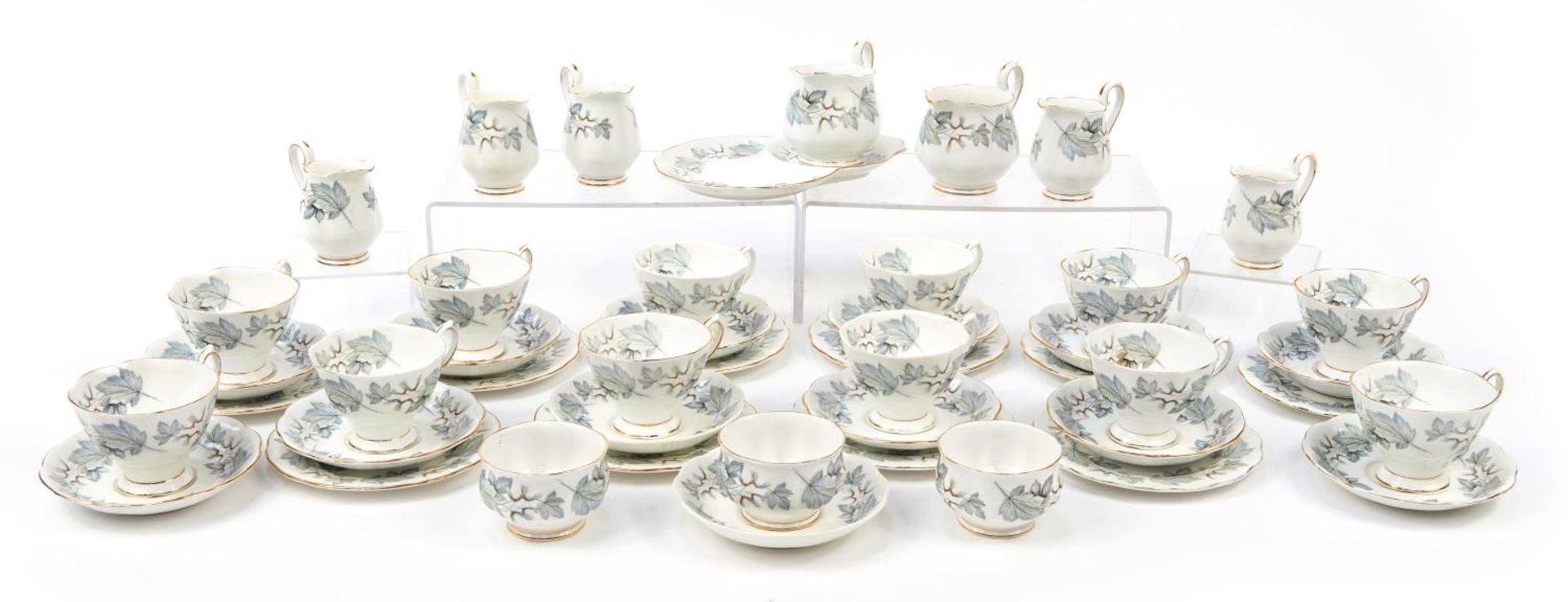 Royal Albert Silver Maple teaware including trios, milk jugs and sugar bowls : For further