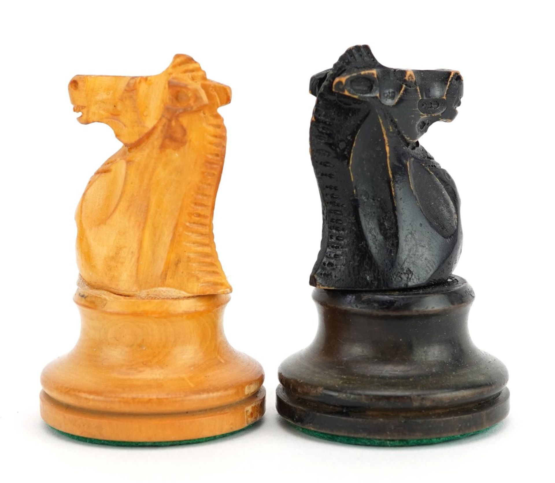 Manner of Jaques, boxwood and ebony Staunton pattern weighted chess set, the largest pieces each 9. - Image 5 of 6