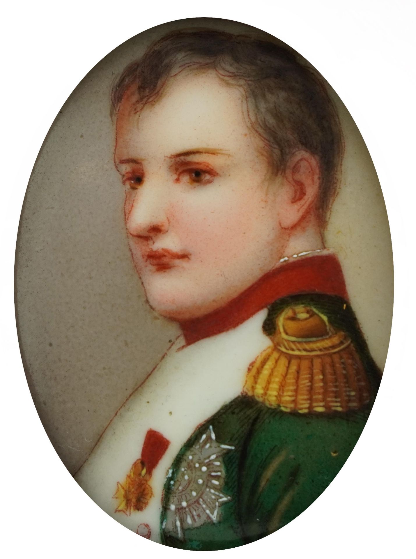 19th century oval portrait miniature hand painted with a portrait of Napoleon Bonaparte housed in - Bild 2 aus 5