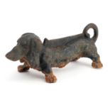 Victorian cast iron Dachshund boot scraper doorstop, 35cm in length : For further information on