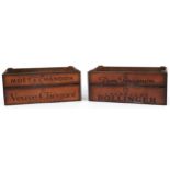 Two wooden advertising wine crates, 18.5cm H x 43.5cm W x 25.5cm D : For further information on this