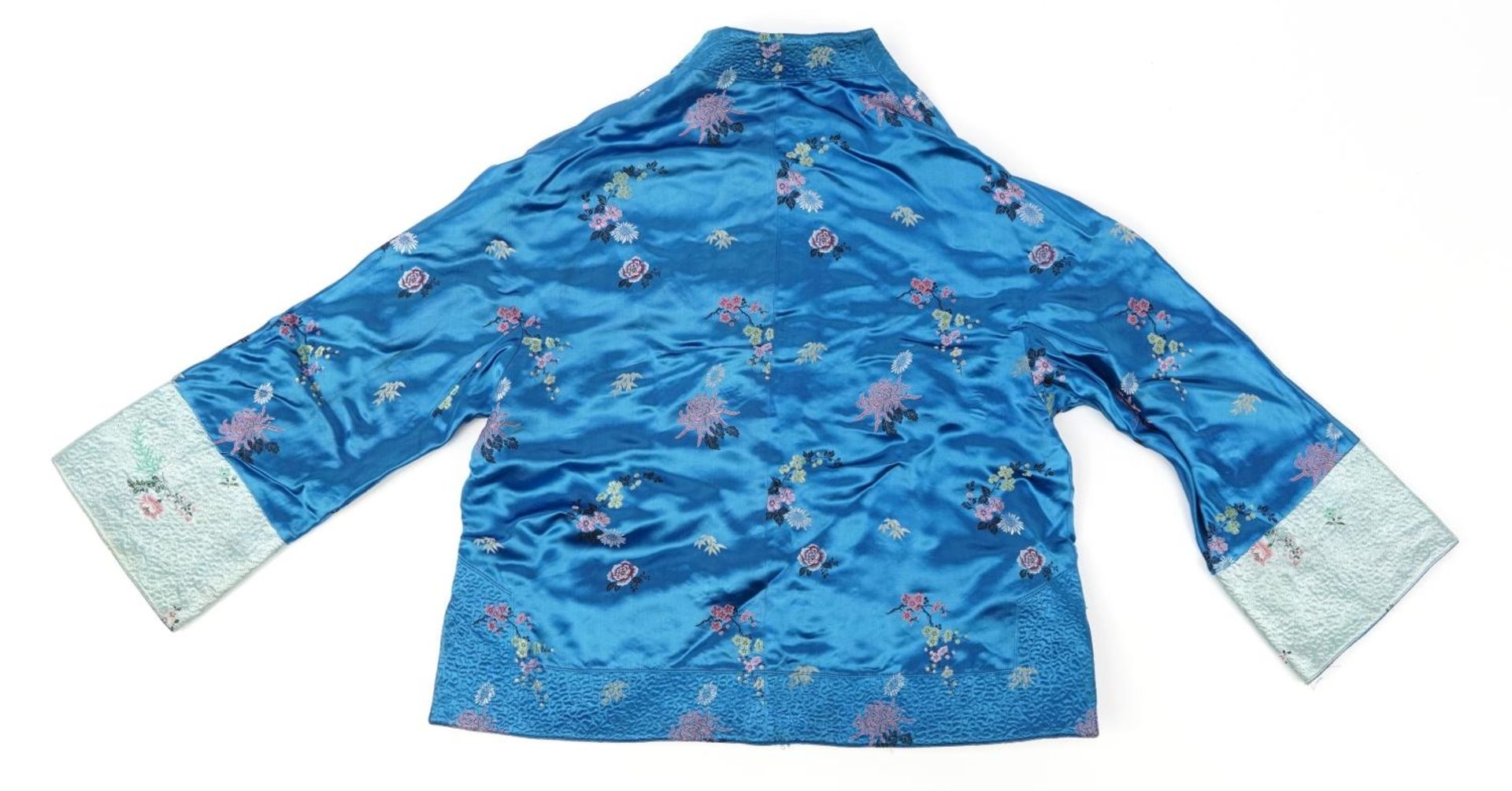 Chinese silk jacket decorated with flowers, 56cm high : For further information on this lot please - Image 3 of 3