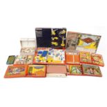 Vintage toys, some with boxes including pocket pin board, wooden Gateway jigsaw puzzle, Pat's the