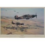 Robert Taylor - Moral Support, print in colour signed by the artist and pilot Peter Townsend,