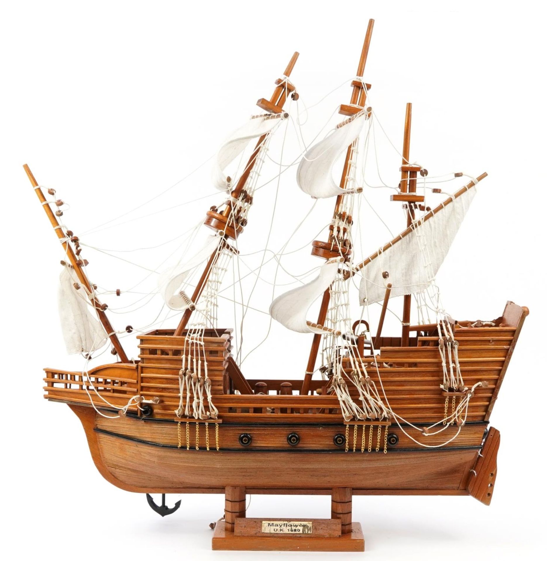 Large hand built wooden model of The Mayflower, 87cm high : For further information on this lot - Bild 2 aus 3