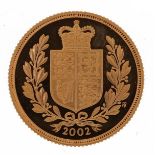 Elizabeth II 2002 shield back gold sovereign : For further information on this lot please contact