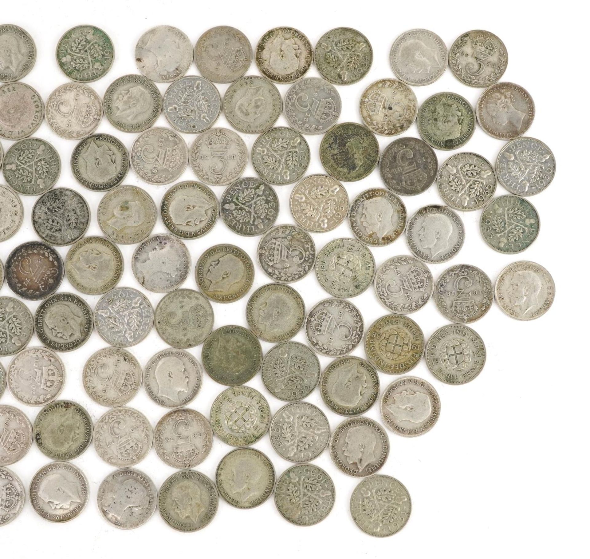 Collection of Victorian and later thrupenny bits, 155g : For further information on this lot - Image 3 of 3