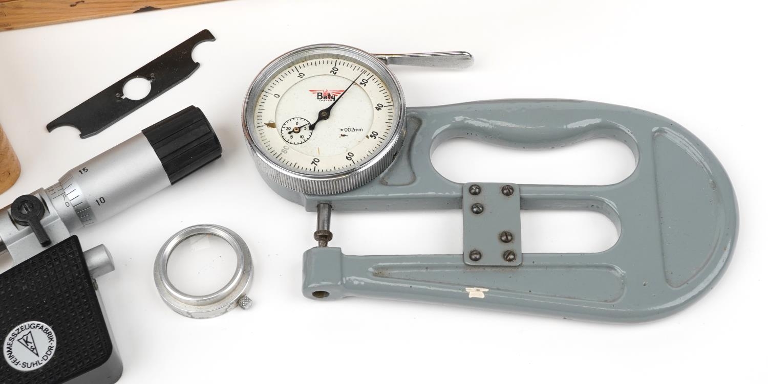 Vintage watchmaker's tools comprising Stella Economic watch crystal glass remover and two gauges - Image 3 of 4