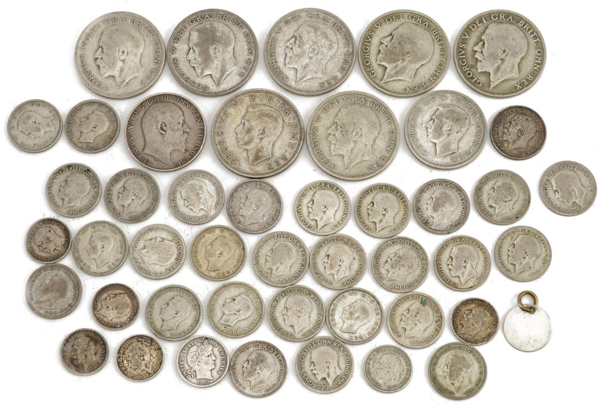 Collection of predominantly pre 1947 British coins including half crowns and sixpences, 209.0g : For - Image 4 of 6