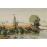 Johnathan Pike - Mitcham, River Mole, watercolour, Century Galleries label verso, mounted, framed