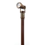 Hardwood walking stick with brass two draw telescope compass handle, 99cm in length : For further
