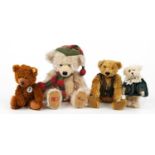 Four teddy bears including Steiff Charly and Hambey's limited edition bear, the largest 32cm
