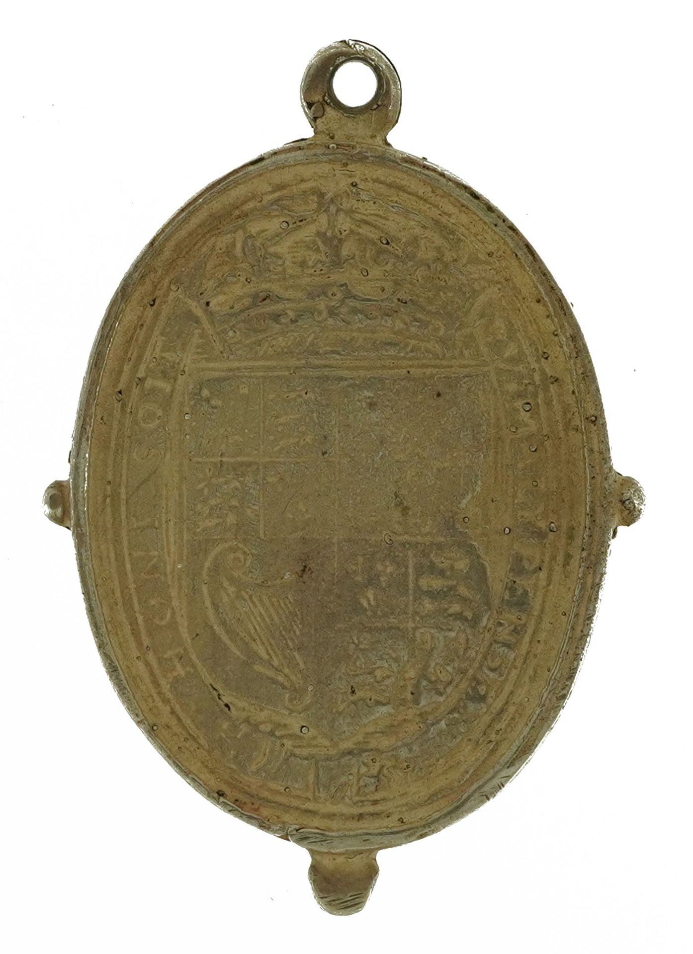 Unmarked silver medal with bust of Charles I and coat of arms, 4.1cm high : For further - Image 2 of 2