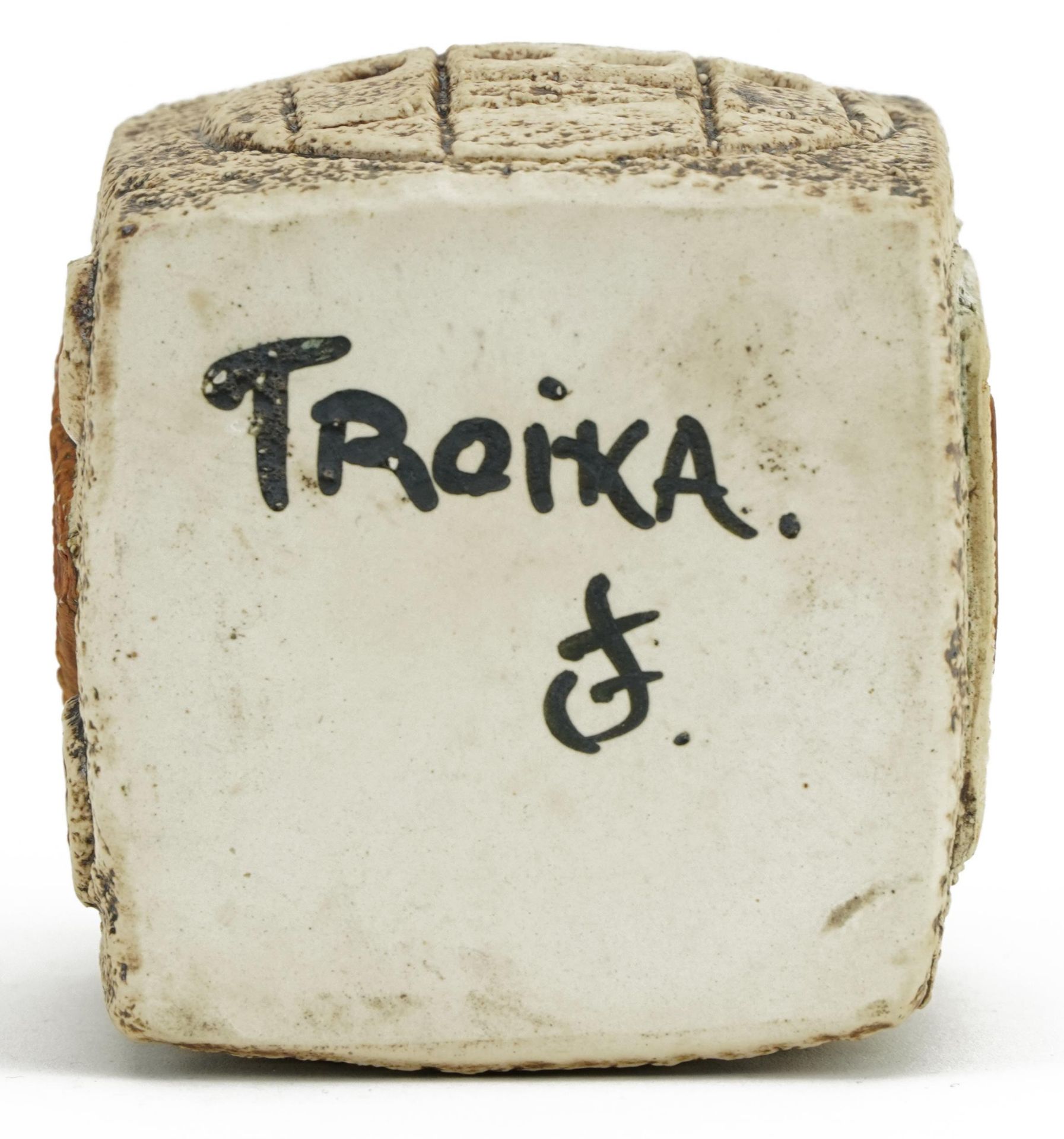 Jane Fitzgerald for Troika, St Ives pottery marmalade pot hand painted and incised with an - Bild 3 aus 3