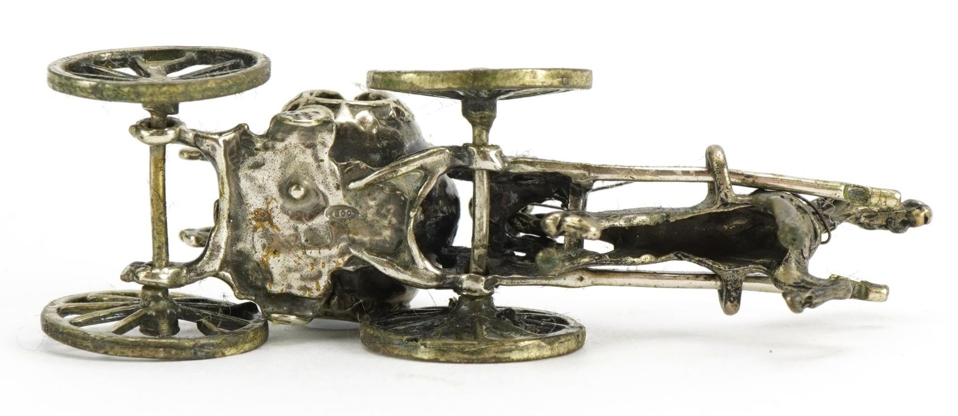 Continental 800 grade silver study of Cinderella's pumpkin horse and carriage, 7.5cm wide, 32.6g : - Image 3 of 4