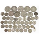 Collection of predominantly pre 1947 British coins including half crowns and sixpences, 209.0g : For