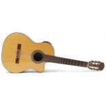 Aria wooden semi acoustic guitar, model number AL-30CE, 101cm in length : For further information on