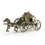 Continental 800 grade silver study of Cinderella's pumpkin horse and carriage, 7.5cm wide, 32.6g :