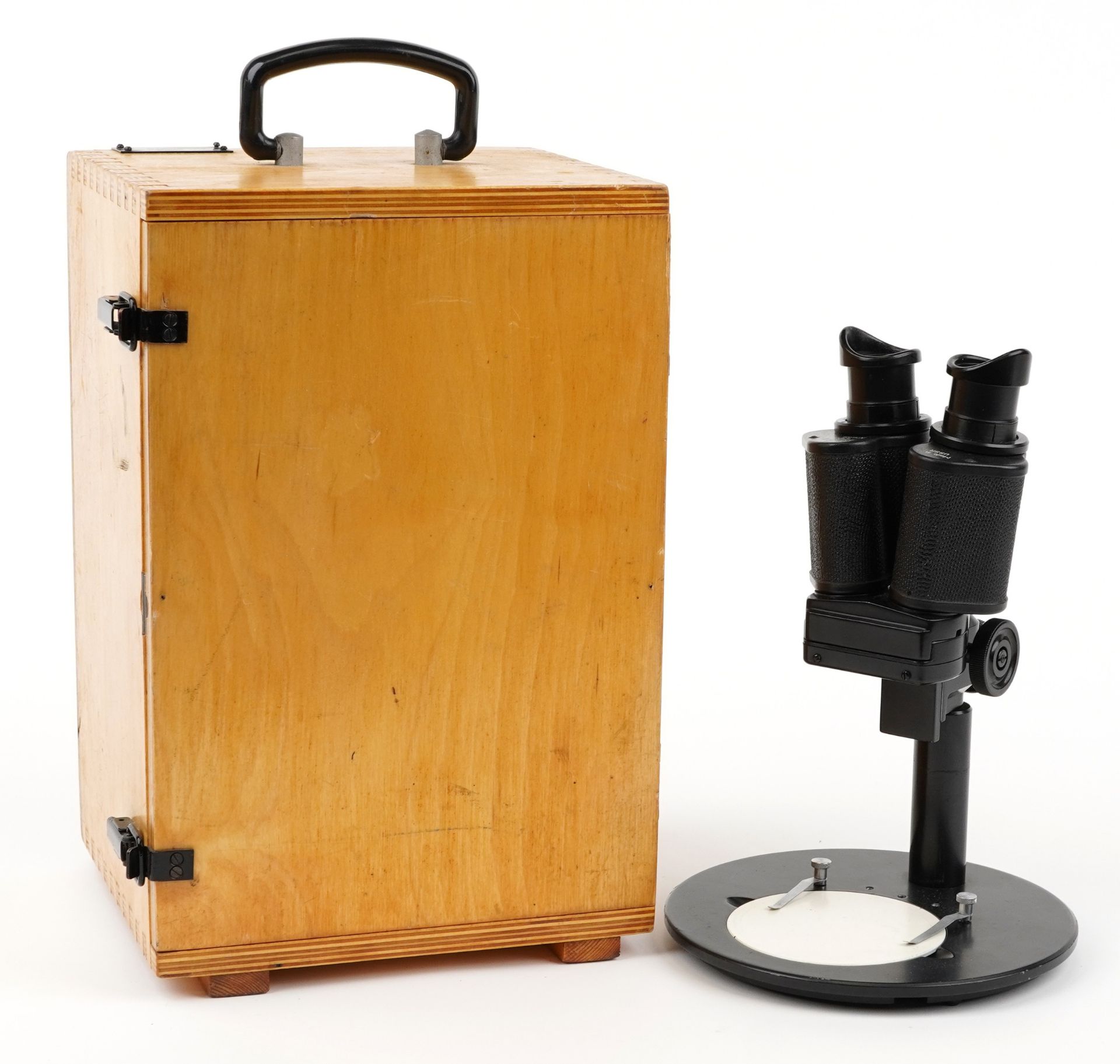 Russian USSR binocular microscope with fitted case and certificate numbered 6M-51-2 : For further