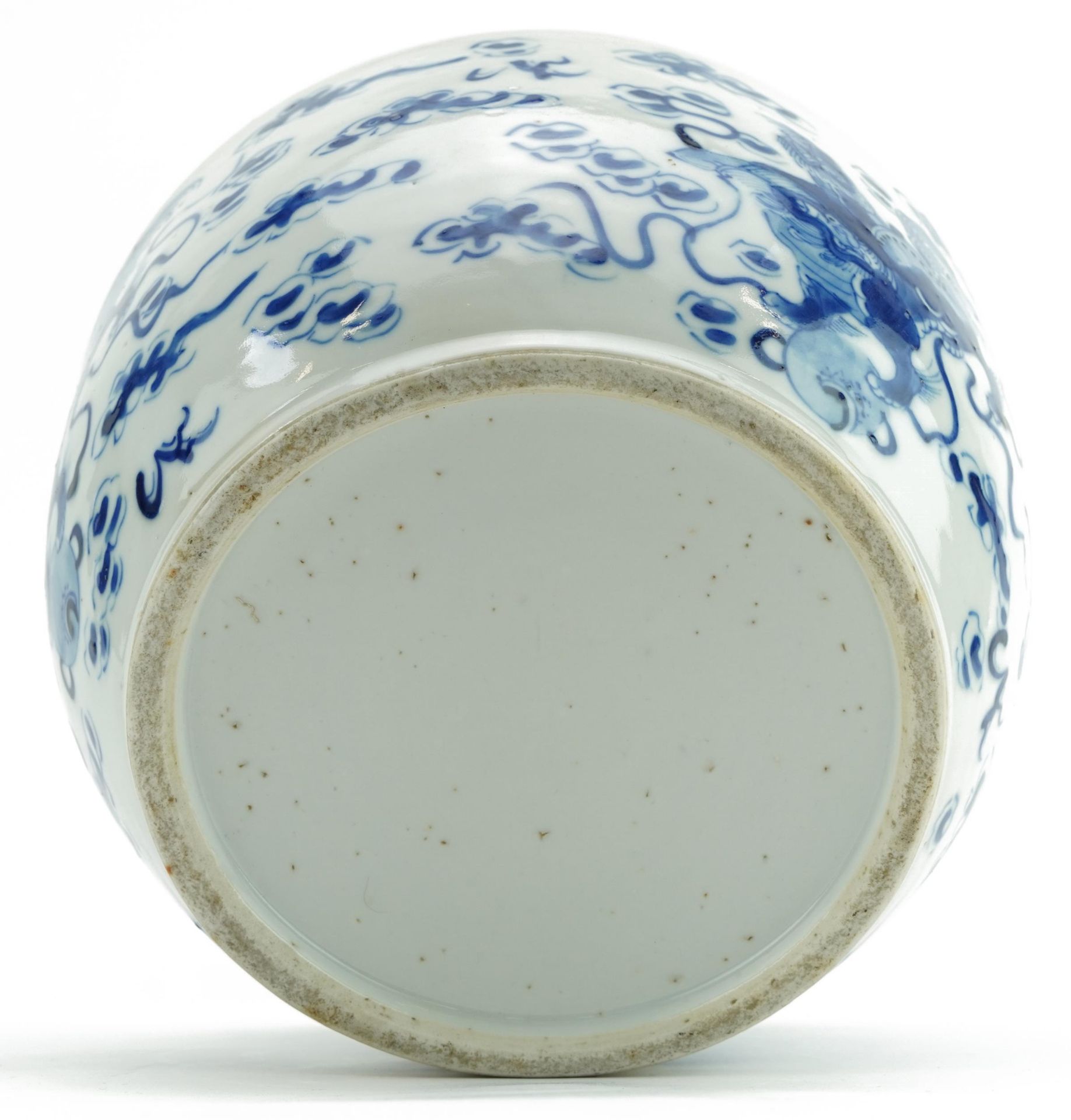 Unusually Large Chinese blue and white porcelain bowl and cover hand painted with qilins amongst - Image 3 of 5