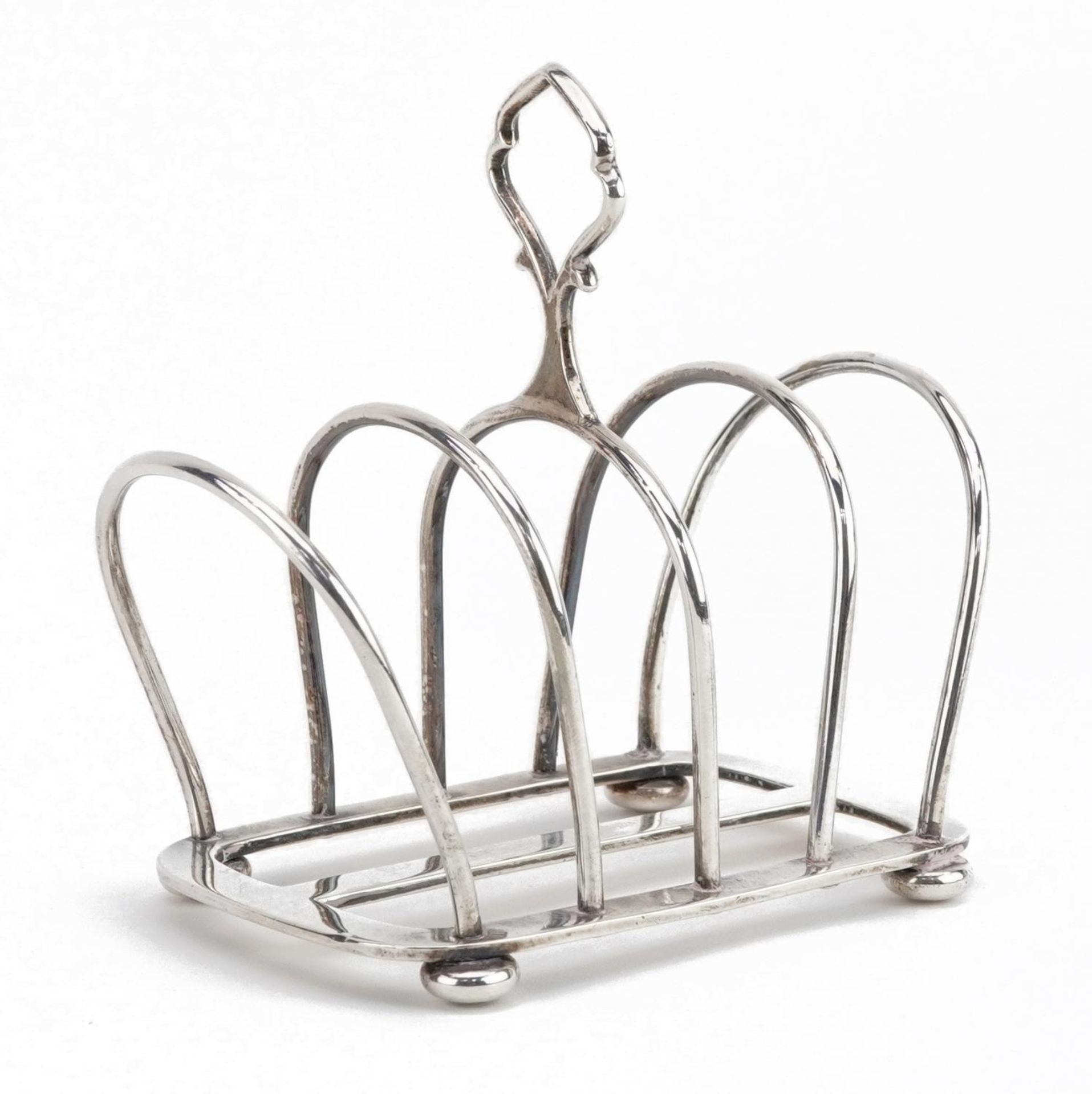 Hukin & Heath, Art Deco silver four slice toast rack in the manner of Christopher Dresser, - Image 2 of 5