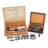 Bergeon, vintage tap and die stock set with handle and a collection of other loose taps and dies :