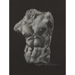 Stephen Cheeseman - Marble torso, heightened pastel, inscribed label verso, mounted, framed and