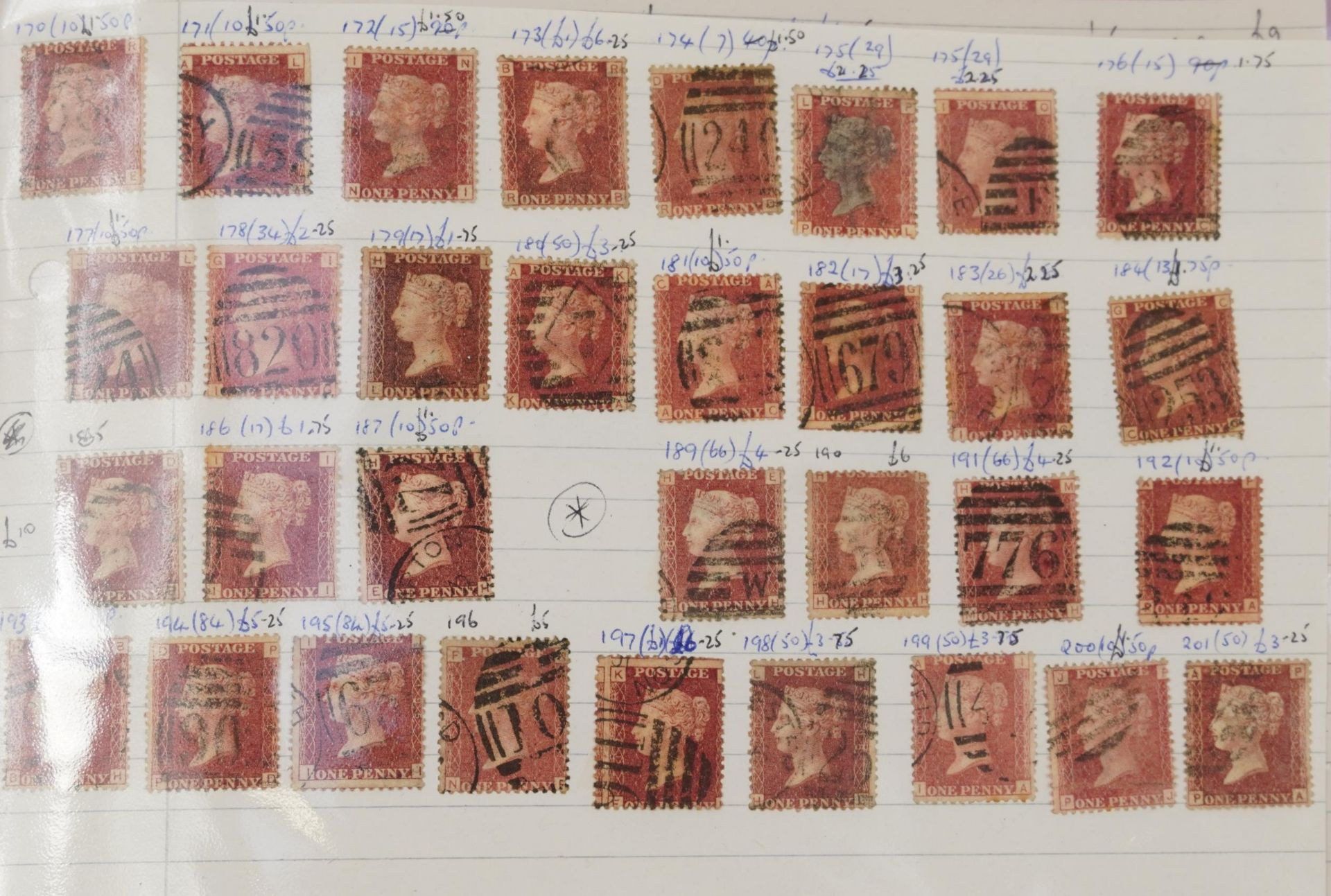 Collection of Victorian Penny Red stamps arranged in a folder : For further information on this - Image 5 of 7